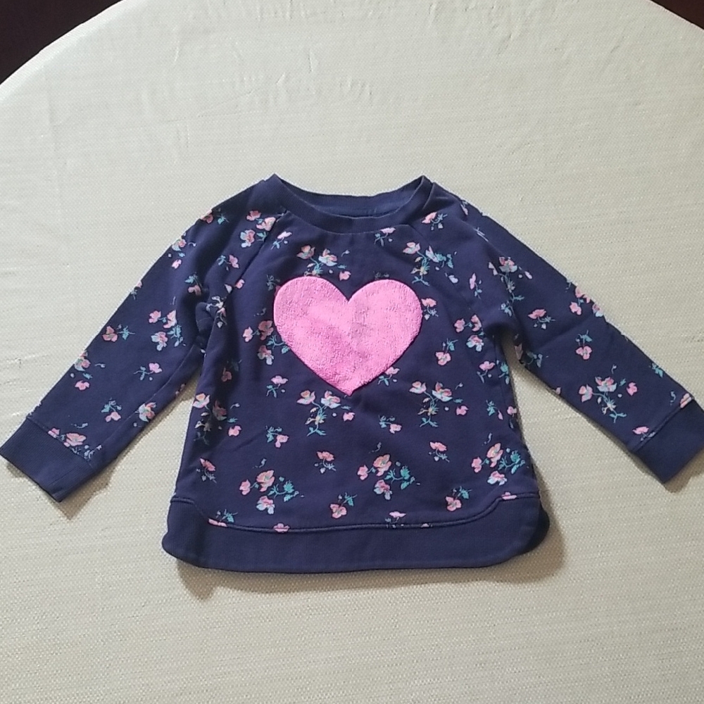 ❣5 for $25 Sale❣ GAP Blue and Pink Sweatshirt with Fuzzy Heart Appliqué